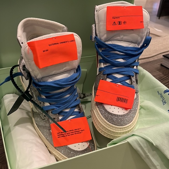 GLITTER OFF-WHITE HIGH TOP SNEAKERS - Picture 8 of 15